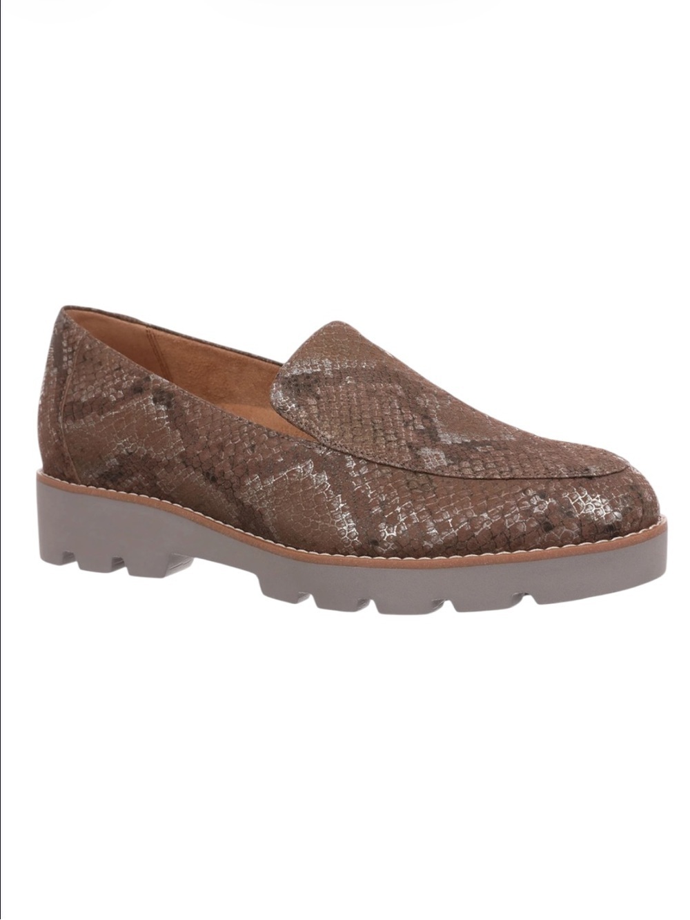 Vionic Kensley Brown Snake Leather loafers Size 9 Wide